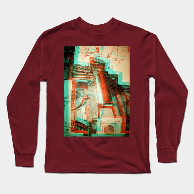 Architectural Engraving Glitch version Long Sleeve T-Shirt by chilangopride